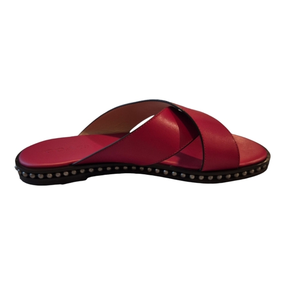 Coach Hailey Slides Leather Sandals Bright Cherry 8.5 39 - Picture 7 of 9